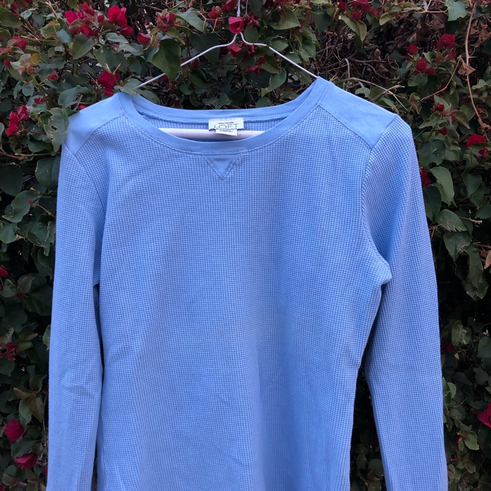 Blue Ann Taylor Loft Waffle Shirt